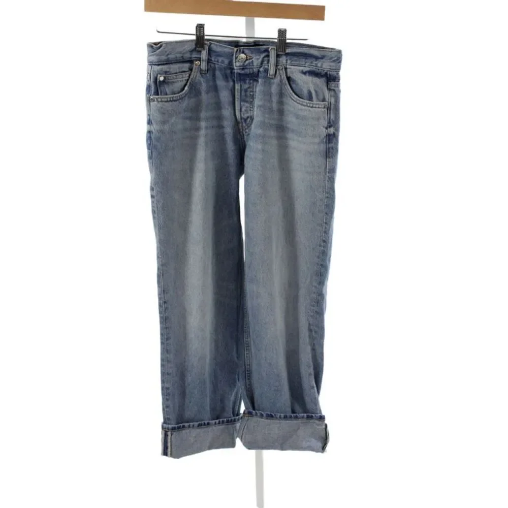 EB Denim Womens Boyfriend Jeans Blue Mid Rise Cotton Blend Size 26